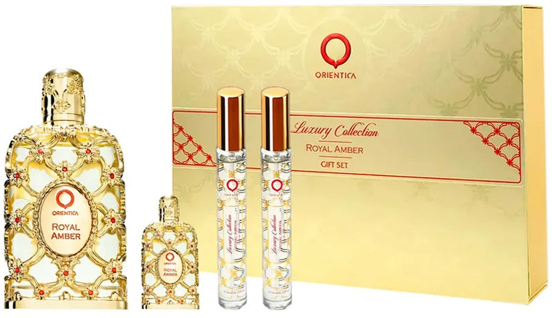 Estuche Orientica Royal Amber 80 ML EDP 4 Pz (Caja Dura)