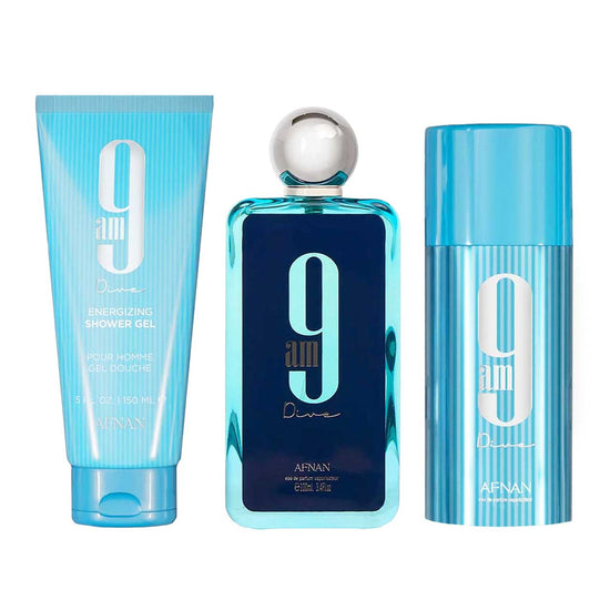 Estuche Afnan 9 AM Dive 100 ML HM EDP 3 Pz