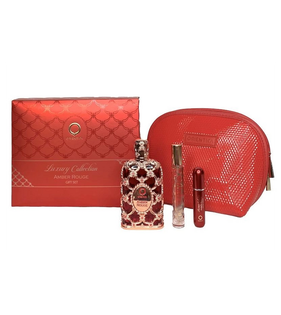 Estuche Orientica Amber Rouge 80 ML EDP 4 Pz (Bolso)